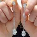 wholesale 925 Silver Zoffan Jewelry New European Style Earrings 6*8 Oval White Diamond Tassel Earrings for Women Fashion-0-5