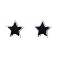 wholesale S925 Sterling Silver Black Five-Pointed Star Earrings, Korean Ins MinimalistStyle Simple Personality Earrings for Women-0-4