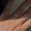 wholesale S925 Sterling Silver Moissanite Snowflake Diamond Ring, Small and Exquisite, Luxurious, Advanced, Delicate Zirconia Thin Band Sparkling Diamond Ring-0-2