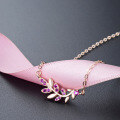wholesale S925 Sterling Silver Korean Fashion Minimalist Student Necklace for Women, Inlaid with Diamond Creative Fresh Leaf Collarbone Pendant Wholesale-0-6