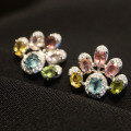 wholesale S925 Sterling Silver Tourmaline Cat Paw Stud Earrings Candy Color Playful Sweet Girl Style Earrings Colorful Elegant Accessories-0-0