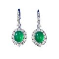 wholesale 925 Silver Earrings Set with 8*10 Simulated Green Chrysoprase Ear Studs, Luxurious Style with Extravagant Setting for Live Stream Distribution-0-4
