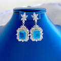wholesale S925 silver jewelry new Paraiba color earrings and ear pendants, elegant micro-set ear accessories-0-3