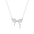 wholesale 925 Sterling Silver Bow Necklace for Women, Summer Ins Style, Luxe Minimalist, Unique New Collarbone Chain Jewelry-0-4