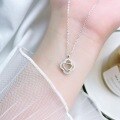 wholesale S925 Sterling Silver Maker's Four-Leaf Clover Full Diamond Hollow-Out Heart Pendant Necklace, Fashionable Minimalist Niche Design Collarbone Chain-0-3