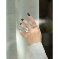wholesale S925 Sterling Silver Double Layer Minimalist Korean Style Ins Design Women's Silver Ring-0-3