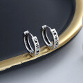 wholesale S925 Sterling Silver Roman Numeral Circle Ear Clasp, Personalized Trendy Retro Hong Kong Style Designer Earrings-0-1