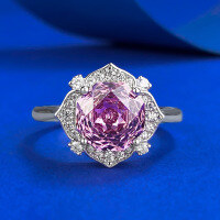 wholesale S925 Sterling Silver Imported High Carbon Diamond 8*8mm Millennium Rose Cut Purple Diamond Women's Ring-R1155 Rose Purple Diamond Ring Size 5