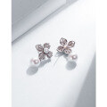 wholesale S925 Sterling Silver Pearl Stud Earrings for Women, Minimalist Niche Design, Elegant Shell Pearl Flower, High-End Fashion Jewelry-0-1