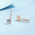 wholesale Metal: S925 Sterling Silver & Moissanite & Champagne Gold, Line Design Earrings for Women, Minimalist and Stylish, Fashionable Holiday Gift-0-2