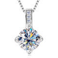 wholesale S925 Sterling Silver Cross-Border D Color Full Moissanite Necklace, Minimalist Design Pendant with Four-Prong Collarbone Chain-0-4