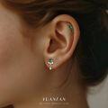 wholesale S925 Sterling Silver Wholesale Women's Earrings with Green Zircon, Irregular Design for Luxurious Style-0-3