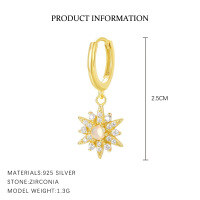 wholesale S925 Sterling Silver Opal Starry Twinkle Micro-inlaid Earrings, French Style Luxury Women's Ear Studs-E3484-Gold/Pair 925 Silver