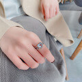 wholesale S925 sterling silver double-layer heart moonstone ring, creative and fashionable lightweight luxury style, versatile gift for best friends-0-3