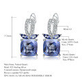 wholesale S925 Silver Light Luxury Design Natural Amethyst and Green Quartz Earrings, Fashionable High-End Gemstone Earrings-0-6
