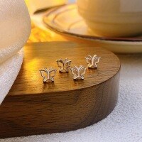 wholesale S925 Sterling Silver Hollow-Out Butterfly Stud Earrings, Minimalist and Versatile for Women, Hypoallergenic and Gentle on Piercings-Hollow Butterfly Earrings 925 Silver