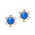 wholesale 925 Silver Plated Gold Japanese Light Luxury Retro Opal Flower Geometric Zircon Earrings Wholesale-0-4