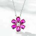 Sterling Silver Necklace with Flower Pendant and Zircon Chain-0-6