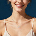 S925 Silver D Color Moissanite Cross Pendant Necklace for Women-0-1