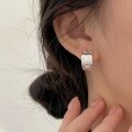 wholesale S925 Sterling Silver Minimalist Brushed Starry Geometric Hoop Earrings for Women, Small and Unique Cold Style, High-End Fashion Trend-0-0