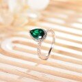 wholesale 925 Sterling Silver Women's Teardrop 3-Carat Lab-Grown Emerald with Moissanite Ring Jewelry Cross-Border Supply-0-5