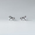 wholesale S925 Sterling Silver Fresh and Sweet Ins-style Niche Design Inlaid Crystal Resin Bow Earrings M06106-0-0