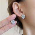 wholesale S925 silver full diamond new Camellia small rose earrings for women, delicate and versatile-0-0