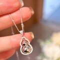 wholesale S925 Sterling Silver Maker's New Lucky Gourd Pendant Necklace for Women, Trendy National Style with Versatile Inlaid Elegant Collarbone Design-0-3