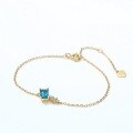 wholesale S925 Sterling Silver New Japanese and Korean Minimalist Style Bracelet for Women with Inlaid London Blue Topaz from Source Manufacturer-0-2