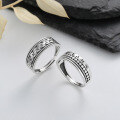 wholesale S925 sterling silver vintage distressed multi-layer six-word mantra Thai silver ring trendy unisex index finger ring-0-0