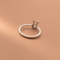 wholesale S925 silver with diamond rabbit ring, Korean-style minimalist adjustable women's jewelry R00146-0-4