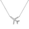 wholesale S925 sterling silver cross-border women's necklace with a premium small airplane pendant featuring zirconia inlay design, a luxurious and elegant collarbone chain-0-4