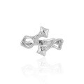wholesale S925 Sterling Silver Hollowed-out Four-point Star Diamond Inlay Ring for Women, High-end Sense, Small and Fresh, Personalized Temperament, Open Adjustable Silver Ring-0-0