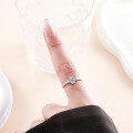 925 Silver Korean Ins Minimalist Four-Leaf Clover Ring, Women's Versatile Tail Ring-0-0