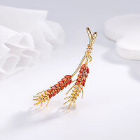 wholesale Metal material minimalist and elegant harvest wheat ear brooch, small luxury style plant floral pin for suit coat accessory-xb1134-gold
