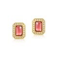 wholesale S925 Sterling Silver New Korean Light Luxury Geometric Garnet Stud Earrings, Simple and Fashionable Wholesale from Manufacturer-0-5
