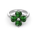 wholesale S925 Sterling Silver Light Luxury Geometric Four-Leaf Clover Stackable Ring for Women, Green and Versatile-0-6