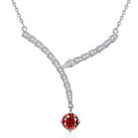 S925 Sterling Silver Moissanite Cross-Border Serpent Series Necklace-1-carat red moissanite