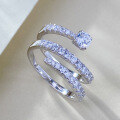wholesale S925 Silver New Zircon Snake Multi-Layer Spiral Coiled Ring for Cross-Border-0-2