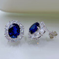 wholesale 925 Sterling Silver New 7*9 Sapphire Earrings Simple and Elegant Jewelry Drop Shipping-0-1