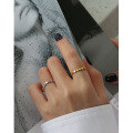 wholesale S925 Sterling Silver Geometric Flat Round Bead Ring, Korean Version Ins Style, Versatile for Women-0-3