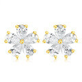 wholesale 18k Gold and Platinum Five-Petal Flower Diamond Stud Earrings with Lab-Grown Pear-Shaped Small Diamonds, Ins Style-0-4