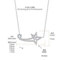 Metal Alloy Classic Comet Full Moissanite 0.5ct Women's Star Necklace-White gold (1 carat total)  925 silver