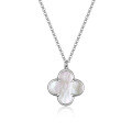 wholesale 925 Sterling Silver Four-Leaf Clover Bracelet with White Mother-of-Pearl Necklace and Earrings Set, Ins Small and Unique High-End Women's Jewelry-0-6