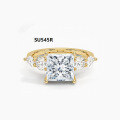 wholesale S925 Sterling Gold Plated Moissanite 1 Carat Heart Shape Engagement Ring with Certificate Cross-Border-0-2