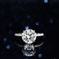 S925 Silver 4-Claw Ring with 5ct Moissanite Solitaire-0-0