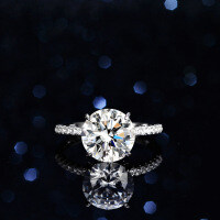 S925 Silver 4-Claw Ring with 5ct Moissanite Solitaire-5 carats (set with moissanite)  14 yards