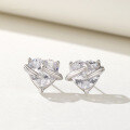 wholesale S925 Sterling Silver Extra Large Heart Zircon Ear Studs Fresh Sweet Luxury Ear Accessories Cross-border New Jewelry Wholesale-0-2
