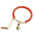wholesale Handcrafted Chinese-style bracelet with certificate, featuring white jade bodhi, adorable lucky cat, and red agate, a luxurious and cute gift for your girlfriend Metal material comes first-0-4