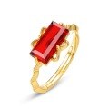 wholesale 925 Silver Gold-Plated Japanese Light Luxury Garnet Rectangle Small Gift Box Silver Ring for Women Abstract Bow Ring Wholesale-0-4